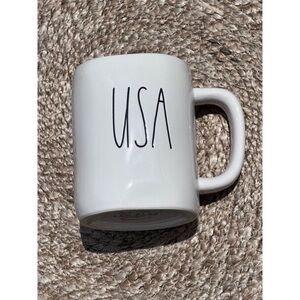 Rae Dunn USA Ceramic coffee Mug/Cup in Cream/Off White and with  Black writing